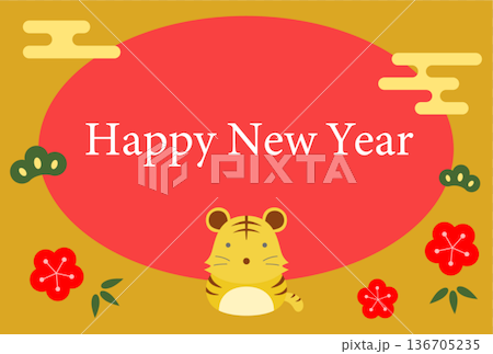 Tiger New Year's card postcard illustration template Tiger New Year's card postcard illustration template 136705235