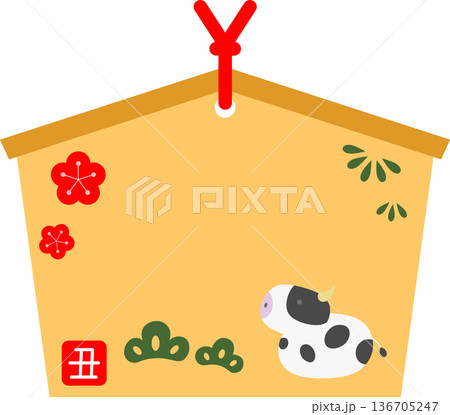 牛が描かれた絵馬のアイコン 136705247
