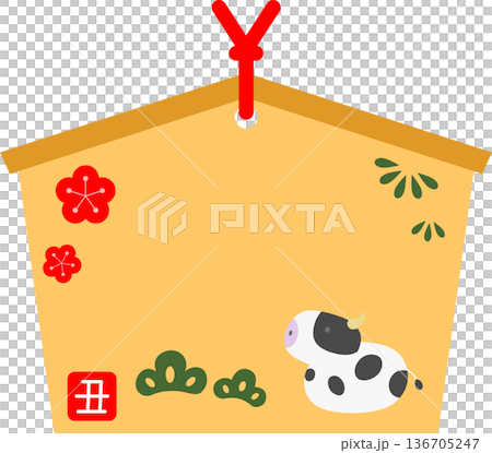 牛が描かれた絵馬のアイコン 136705247