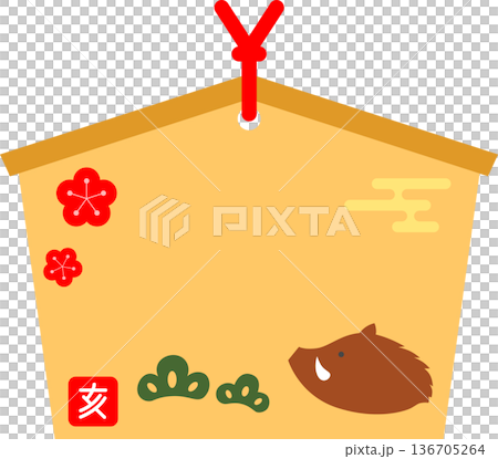猪が描かれた絵馬のアイコン 136705264