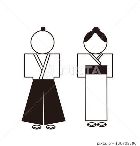 お手洗い男女ピクトグラム線画アイコン 136705596