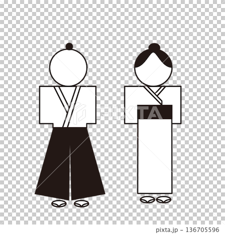 お手洗い男女ピクトグラム線画アイコン 136705596