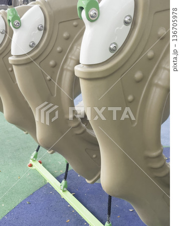 Children playground equipment outdoors park area Children playground equipment outdoors park area 136705978