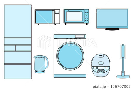 新生活応援 家電セットイラスト｜一人暮らし家電一式 136707005