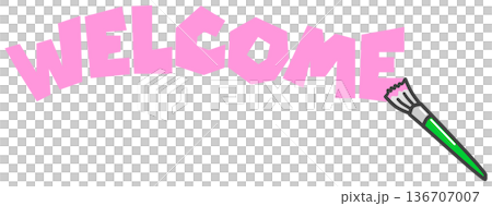 用彩色顏料寫歡迎詞的插圖 136707007