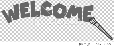 用彩色顏料寫歡迎詞的插圖 用彩色顏料寫歡迎詞的插圖 136707009