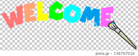 用彩色顏料寫歡迎詞的插圖 用彩色顏料寫歡迎詞的插圖 136707010