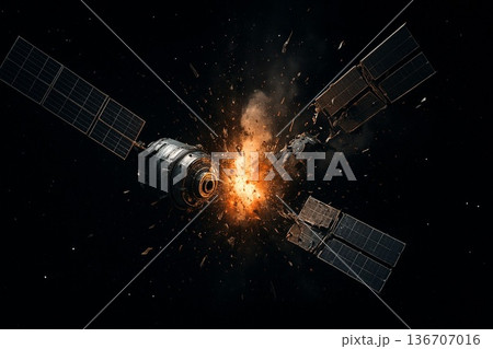 宇宙空間で大爆発・故障する人工衛星 136707016