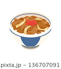 牛丼のフラットイラスト 136707091