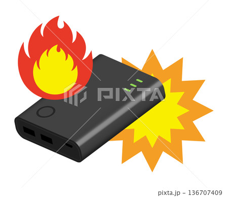 発火するモバイルバッテリー 136707409