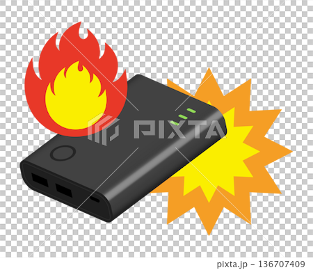 発火するモバイルバッテリー 136707409