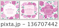 A set of colorful backgrounds with beautiful delicate peonies. The concept of a wedding, March 8th, mother's day, birthday. Vector illustration for the design of posters, flyers, postcards, invitation 136707442