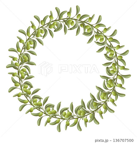 Full round olive wreath with green olives 136707500