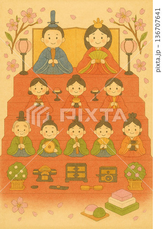 ひな祭りのイラスト ひな祭りのイラスト 136707641