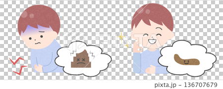 子供の便秘と健康な便　ビフォーアフター（主線なし） 136707679