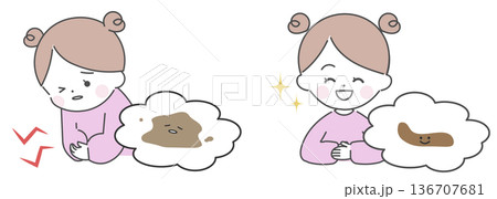 子供の下痢と健康な便　ビフォーアフター 136707681