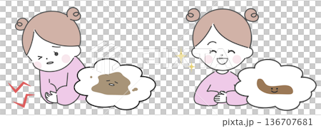 子供の下痢と健康な便　ビフォーアフター 136707681