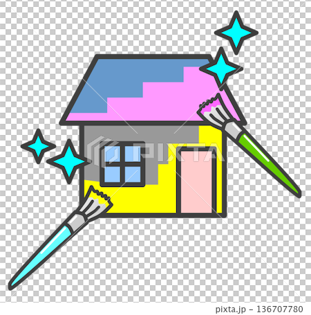 房屋外牆重新粉刷翻新的示意圖 房屋外牆重新粉刷翻新的示意圖 136707780