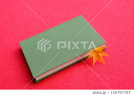 もみじと読書のイメージ素材 もみじと読書のイメージ素材 136707787