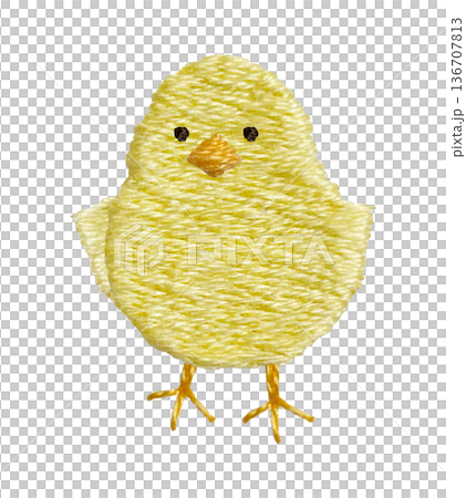 【羽根を広げてるひよこ】手刺繍イラスト素材 136707813