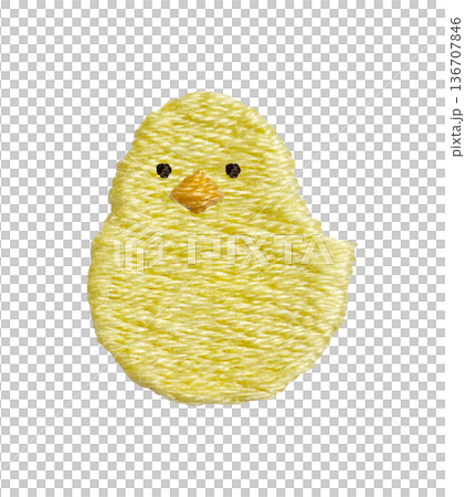 【坐著的小雞】手工刺繡插畫素材 136707846