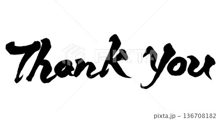 書道アート「Thankyou」和風筆文字デザイン|背景透過PNG素材 書道アート「Thankyou」和風筆文字デザイン|背景透過PNG素材 136708182