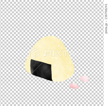 おにぎりと桜の花びらの水彩イラスト 春の行楽・お花見素材 おにぎりと桜の花びらの水彩イラスト 春の行楽・お花見素材 136708241