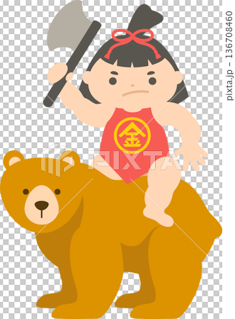 Children's Day illustration of Kintaro riding a bear Children's Day illustration of Kintaro riding a bear 136708460