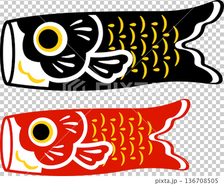 黑紅鯉魚飄帶圖案 136708505