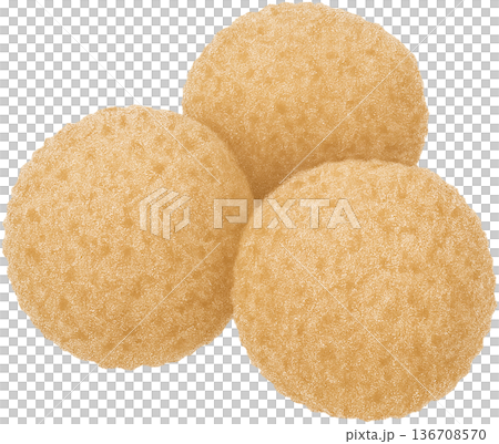 Hand drawn colored pencil turo gomboc cottage cheese dumplings illustration, Hungarian dessert, transparent background 136708570