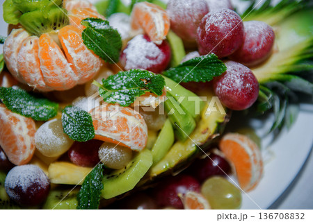 Close Up Of Wedding Fruit Decoration Close Up Of Wedding Fruit Decoration 136708832
