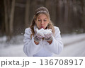 Bride Finishing Snow Blowing Moment 136708917