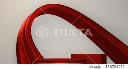 Year of China red concept Podium, minimal geometric design.3D rendering 136708951