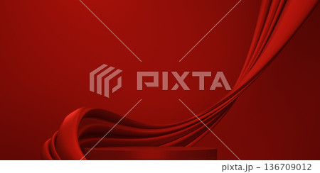 Happy Chinese new year 2026 with circle podium for show product and decoration China on red color style background.3D rendering 136709012