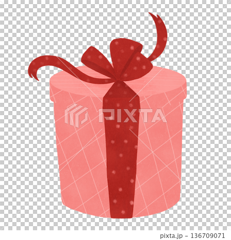 Gift holiday box. Watercolor, pastel, red, pink. Illustration in a simple flat style. Highlighted design element for printing, prints, products Gift holiday box. Watercolor, pastel, red, pink. Illustration in a simple flat style. Highlighted design element for printing, prints, products 136709071