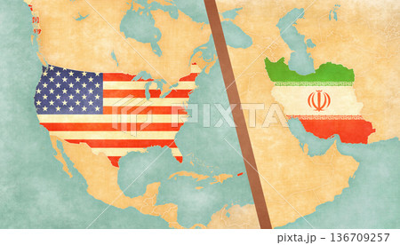 Maps of USA and Iran 136709257
