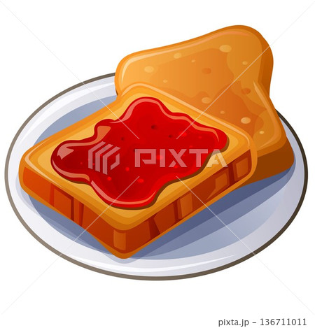 toast with strawberry jam breakfast food 136711011