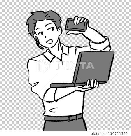 マルチタスクのサラリーマン 136711532