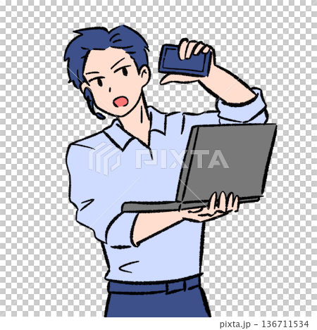 マルチタスクのサラリーマン 136711534