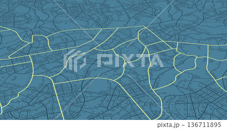 Isometric city view. View from above the map buildings. View from above the map buildings. Detailed view city. Decorative graphic tourist map. Abstract transportation background. Vector, illustration Isometric city view. View from above the map buildings. View from above the map buildings. Detailed view city. Decorative graphic tourist map. Abstract transportation background. Vector, illustration 136711895