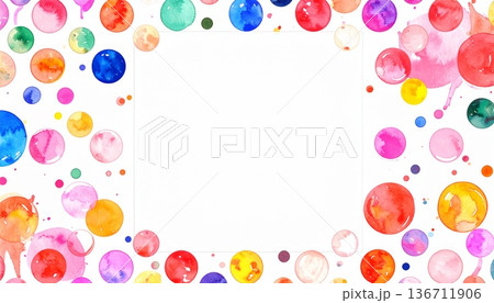 かわいい水玉のフレームイラスト 136711906