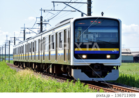 成田線　滑河－下総神崎　JR東日本　209系　C424編成（鎌倉） 136711909