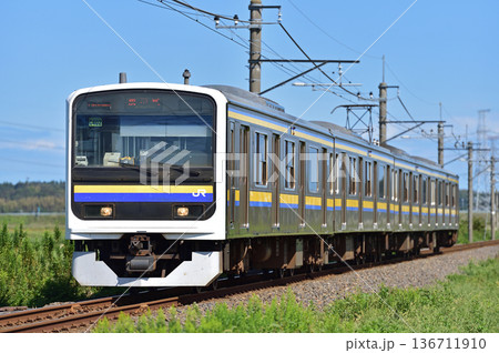 成田線　下総神崎－滑河　JR東日本　209系　C402編成（幕張） 136711910