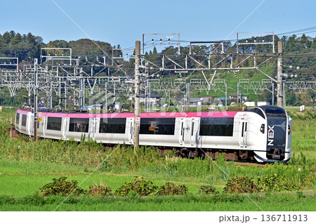 総武本線　佐倉－物井　JR東日本　E259系　Ne008編成（鎌倉）　成田エクスプレス　NEX 136711913