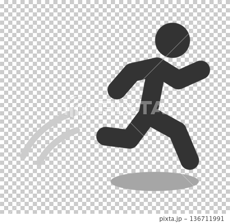 Pictogram of a person running and jumping out Pictogram of a person running and jumping out 136711991