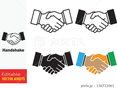 Handshakes in various styles and colors isolated on transparent background Handshakes in various styles and colors isolated on transparent background 136712061