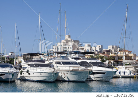 Row of boats moored at Limassol Marina Row of boats moored at Limassol Marina 136712356