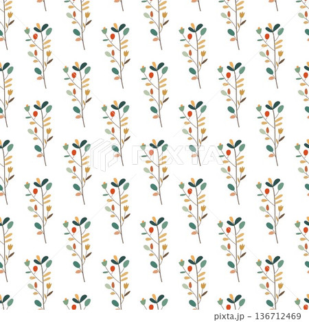 seamless botanical pattern with cute pastel flowers on white background seamless botanical pattern with cute pastel flowers on white background 136712469