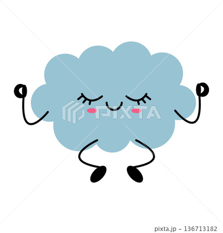 The cloud character meditates in a peaceful pose. 136713182