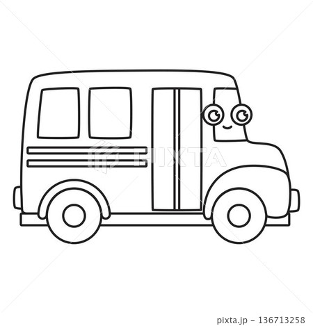 cute outline school bus character 136713258